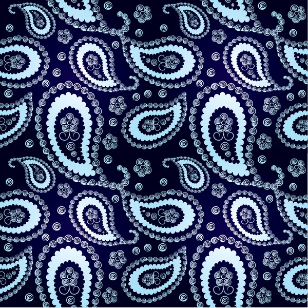 Ornement paisley bleu foncé sans couture — Image vectorielle
