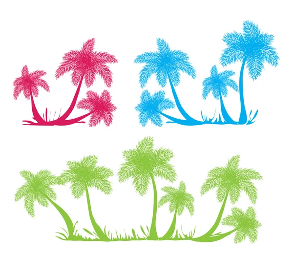 Sylwetki drzew palmowych — Wektor stockowy