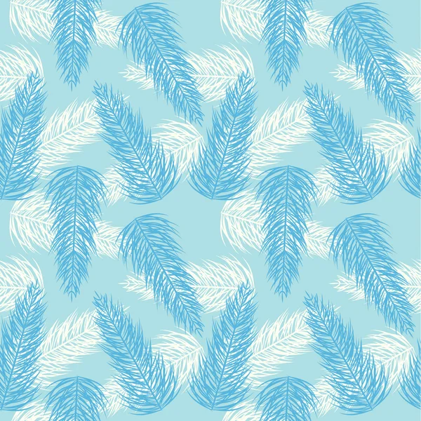 Sans couture branche de palmier motif bleu — Image vectorielle
