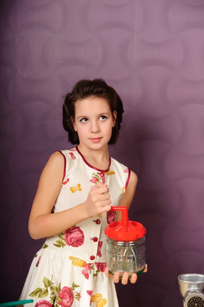 Girl with blender — Stock Photo, Image