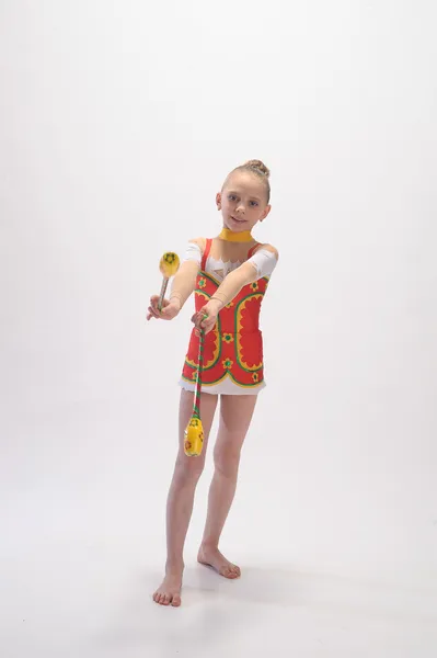 Tineri fata face gimnastica — Fotografie, imagine de stoc
