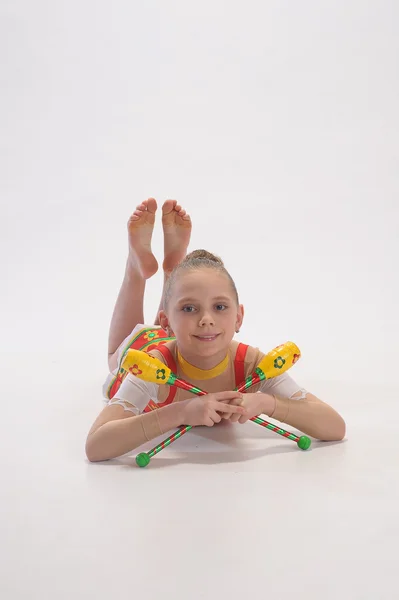 Young girl doing gymnastics — Stock Photo, Image