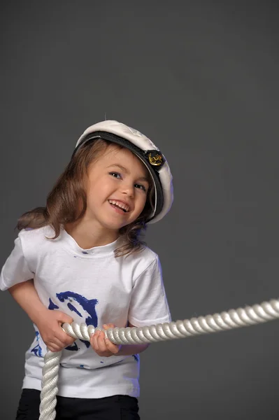 A young sailor with rope — Stock Photo, Image