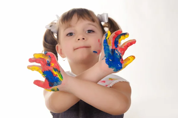 Κοριτσάκι με χέρια λερωμένα — Φωτογραφία Αρχείου