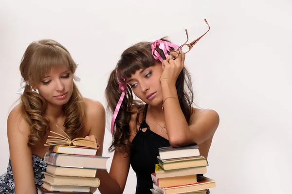 Две девушки студентки Стоковая Картинка