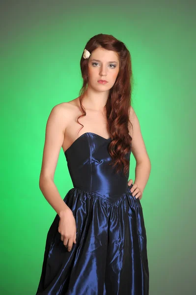 Stock image Girl in a blue dress