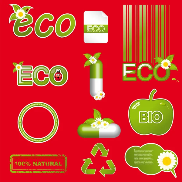 Set of green ecology icons — Stock Vector
