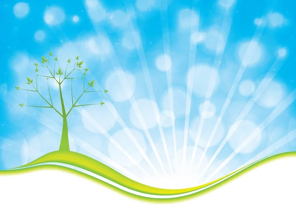 Été fond naturel avec arbre et ciel bleu — Image vectorielle