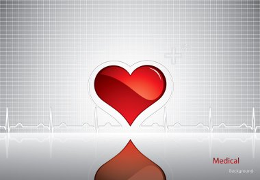 Heart and heartbeat symbol on reflective surface clipart