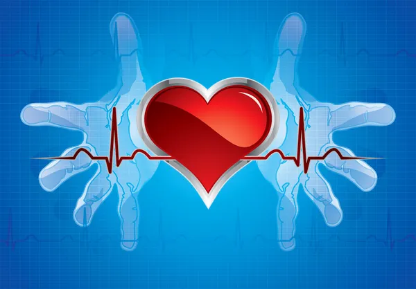 Hands caring heart — Stock Vector