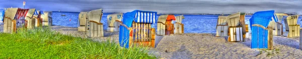 Hooded beach chair in hdr — Stock Photo, Image