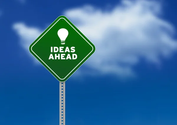 Ideas Ahead Road Sign — Stock Photo, Image