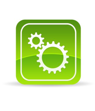 Green Mechanical Gears Icon clipart
