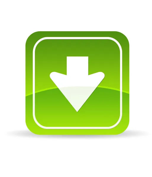 Verde Descargar icono — Foto de Stock