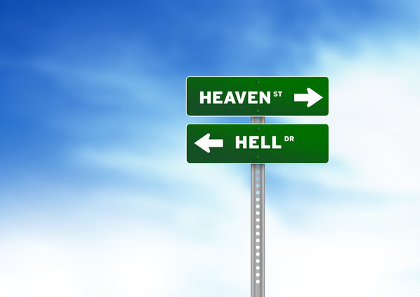 Heaven and Hell Road Sign
