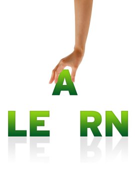 Hand holding letter A of word Learn clipart