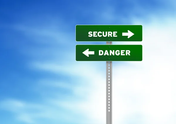 Secure and Danger Road Sign — Stock Photo, Image