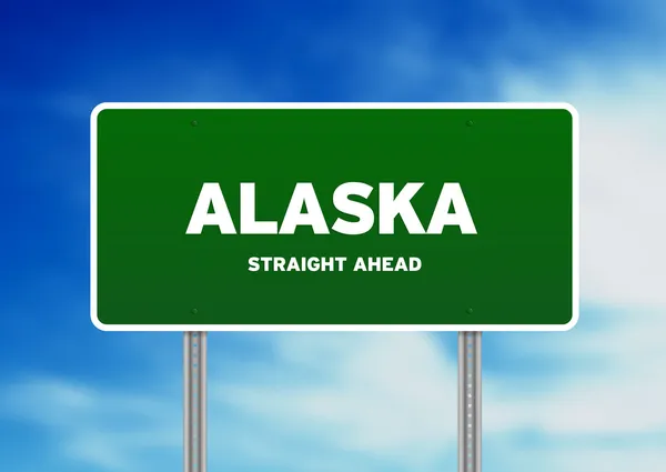 Aljaška zelené dálniční známkou — Stock fotografie