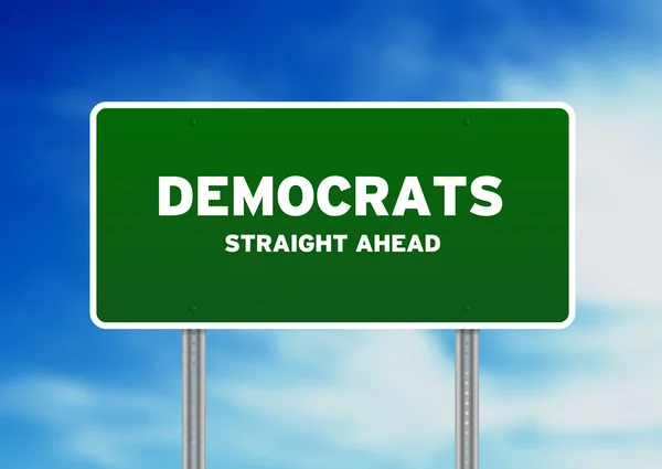 Zelené demokraté dálniční známkou — Stock fotografie