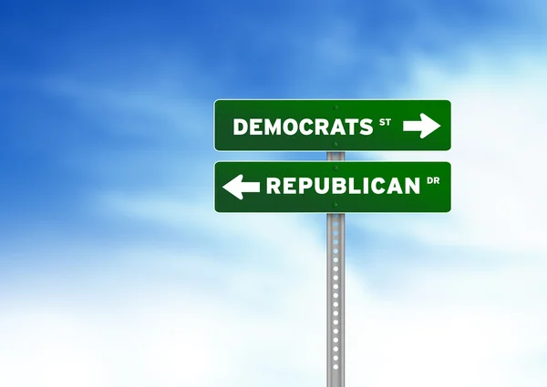 Democratici e cartello stradale repubblicano — Foto Stock