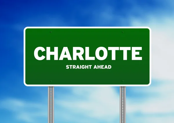 Charlotte, nördlich carolina autobahnschild — Stockfoto