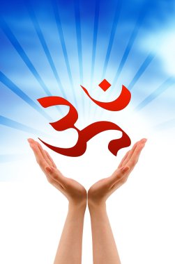 Hand holding a buddhism sign clipart