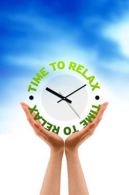 Hands holding a relax clock clipart