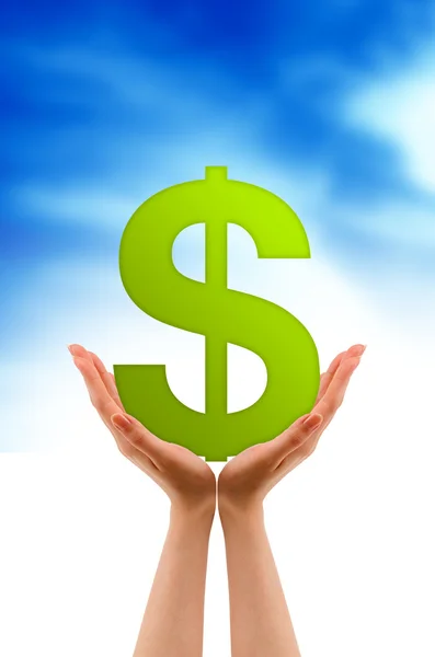 Hand and dollar sign — Stock Photo, Image