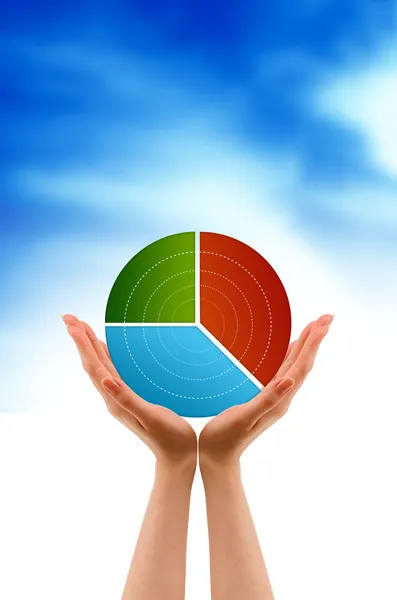 Hands holding a pie chart — Stock Photo, Image