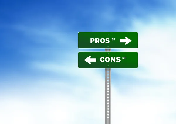 Pros und Cons Road Sign — Stockfoto