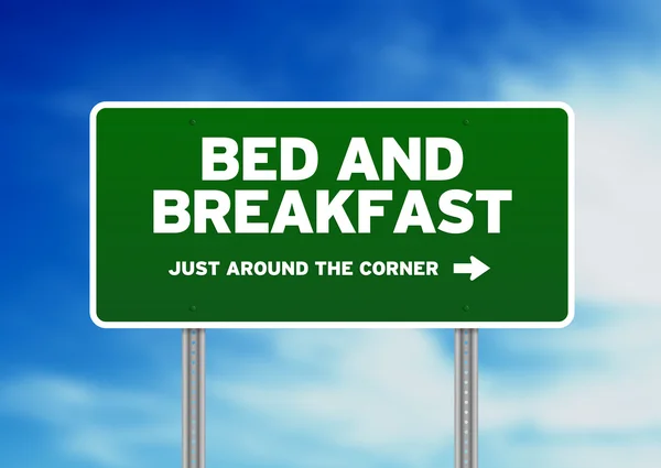 침대 및도 표지판을 아침 식사 — 스톡 사진