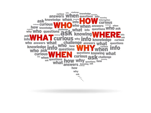 Speech Bubble - How, Who, What, Where, Why, When — Stock Photo, Image