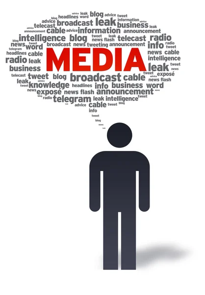 Papírové muž s mediální bublina — Stock fotografie