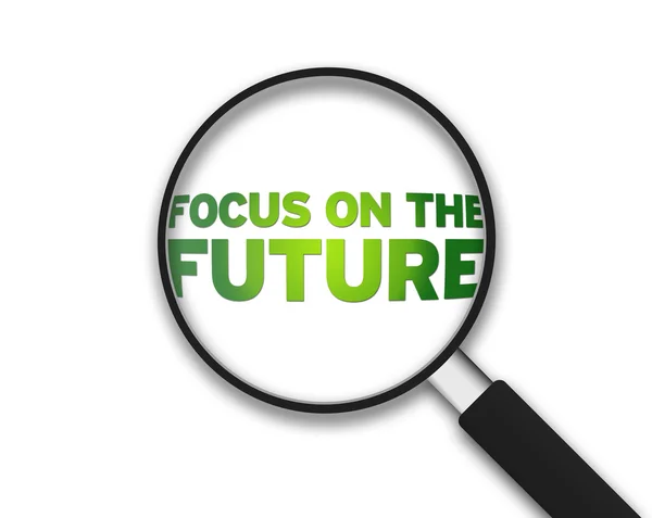 Vergrootglas - focus op de toekomst — Stockfoto
