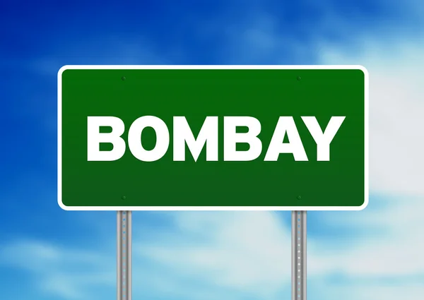 Зелений дорожній знак - Бомбей — стокове фото