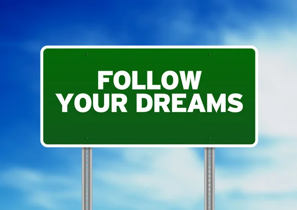 Green Road Sign - Follow Your Dreams — Stock Photo, Image