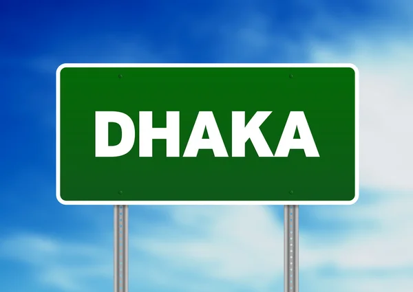 Znak drogowy zielony - dhaka — Zdjęcie stockowe