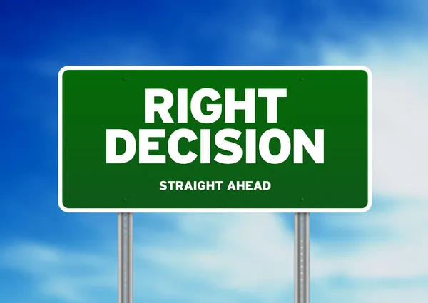 Green Road Sign - Right Decision — Stock Photo, Image