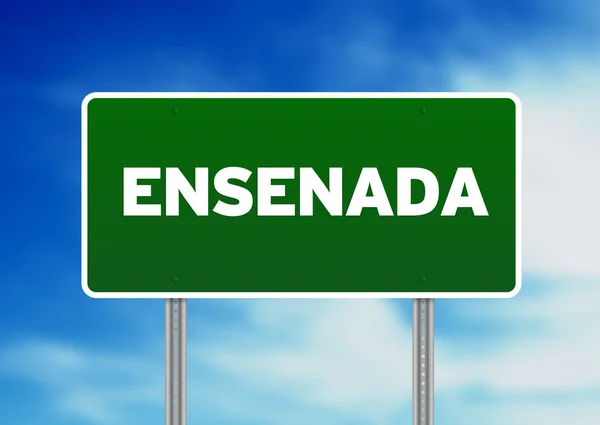 Znak drogowy zielony - ensenada — Zdjęcie stockowe