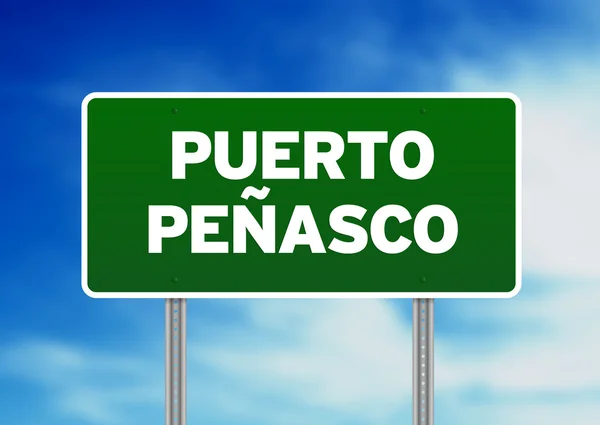 Green Road Sign - Puerto Peñasco — Stockfoto