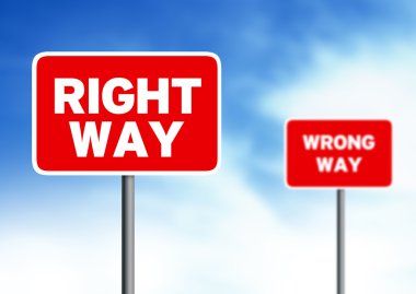 Right way Wrong way street signs clipart