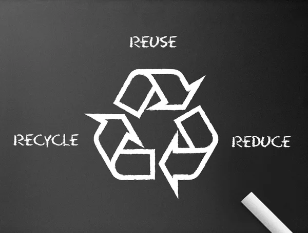 Tablica - recykling, Ograniczaj, używaj ponownie — Zdjęcie stockowe
