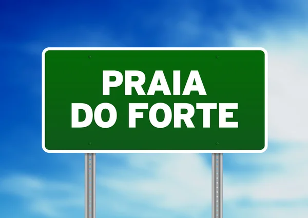 Znak drogowy zielony - praia forte, Brazylia — Zdjęcie stockowe
