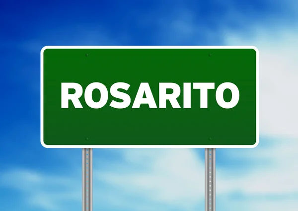 Sinal de estrada verde - Rosarito, México — Fotografia de Stock