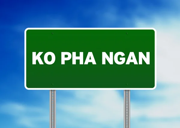 Зелений дорожній знак - Ko Pha Ngan, Таїланд — стокове фото