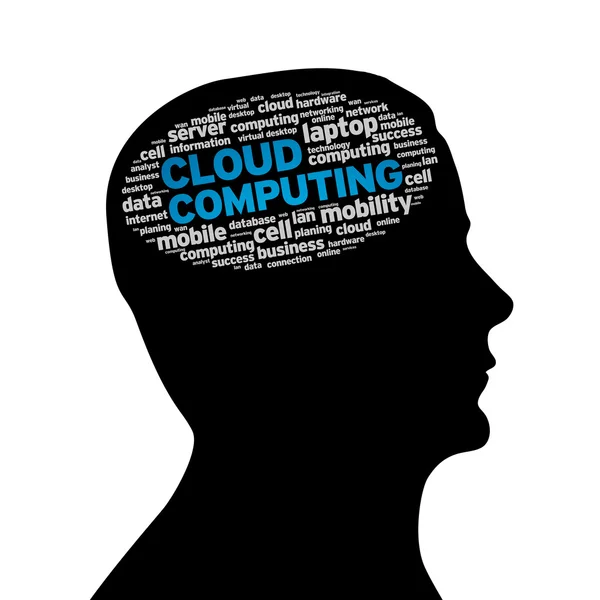 Silhouet van hoofd - cloud computing — Stockfoto