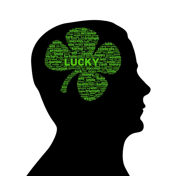Silhouette head - Lucky — Stock Photo, Image