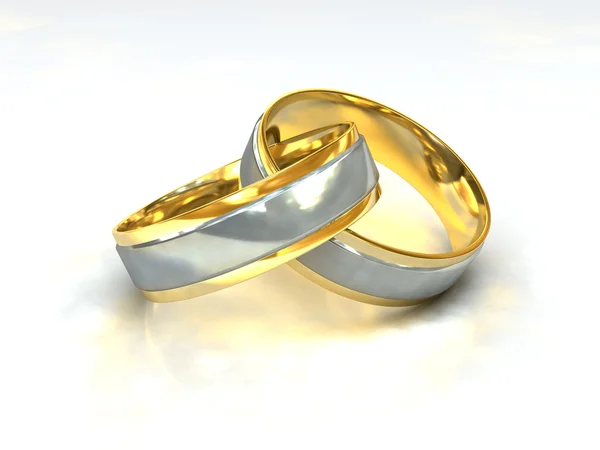 Золотые и платиновые обручальные кольца — стоковое фото