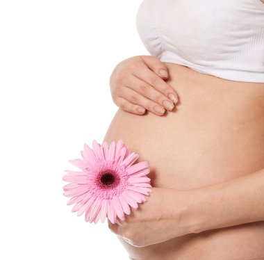 Pregnant woman with flower clipart