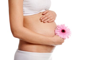 Pregnant woman with flower clipart